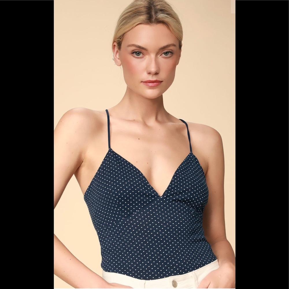 Emmeline Navy Blue Polka Dot Tank